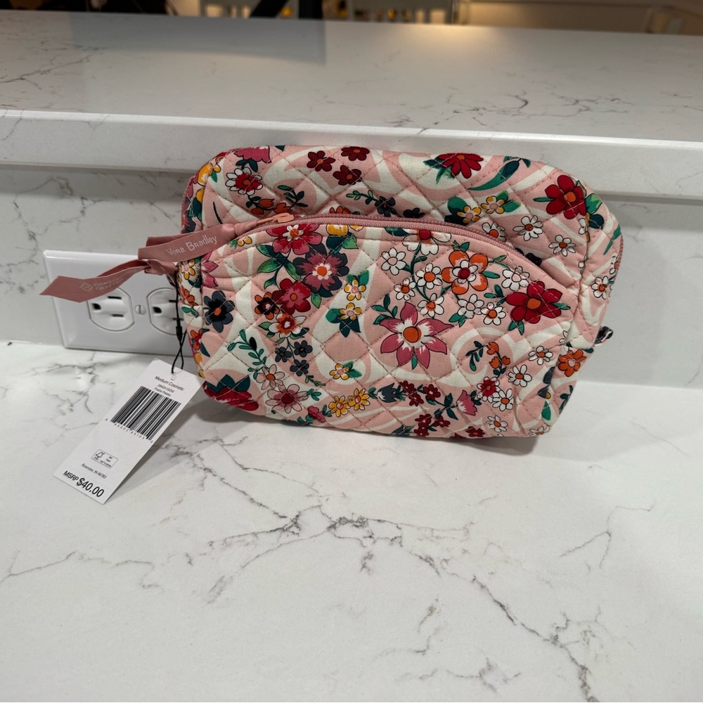 Vera Bradley Quilted Pink Floral Makeup Bag